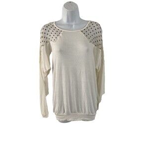 $92 Three Dots 100% SILK Long Sleeve Sweater XS Cream Oversized Lightweight NWT